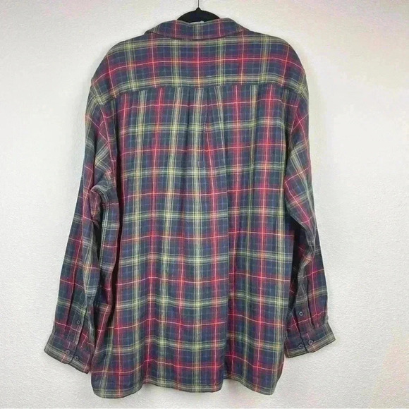 CARBON 2 COBALT Men's XL Cotton Collared Button Down Shirt Plaid Blue Red Yellow - Picture 10 of 10